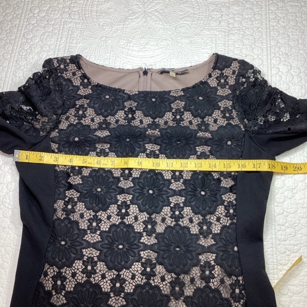 NWT Nine West Black Lace Floral Embroidered Shift Midi Dress Women’s Size 8 - Picture 8 of 12